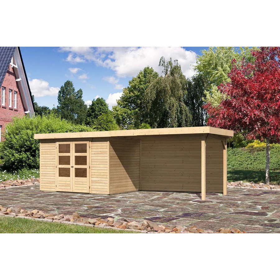 Karibu Holz-Gartenhaus Boras Natur mit Flachdach und modernem Design, Farbe: Braun, B/T/H: 298 x 213 x 211 cm - Bild 2