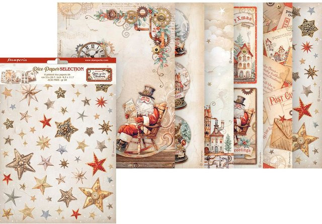 Stamperia Motiv-Strohseide Gear up for Christmas, Multicolor, A4 - Bild 1