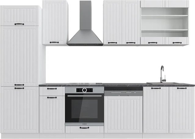 Vicco Fame-Line Küchenzeile Landhausstil in Weiß und Anthrazit, Breite: 300 cm - Bild 1
