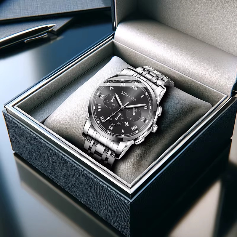 CAROTIF Armbanduhr Quarz, Edelstahl, Schwarz, Silber, Herren - Bild 4