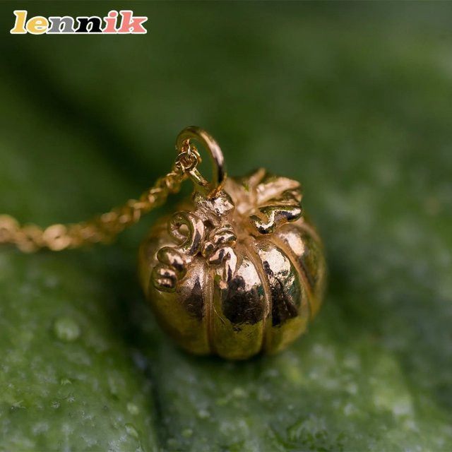 LENNIK Halskette, Kürbis, Messing, Gold, Vintage, Unisex - Bild 1