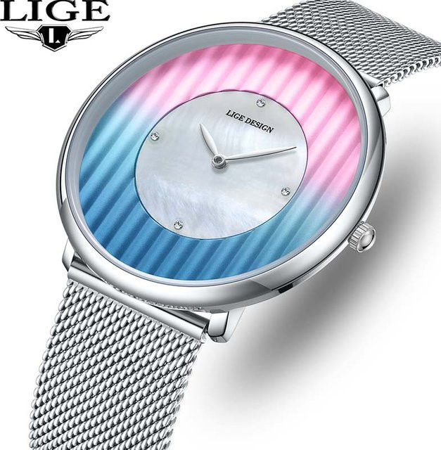 LIGE Armbanduhr Quarz, Blau, Milanaise, Damen - Bild 1