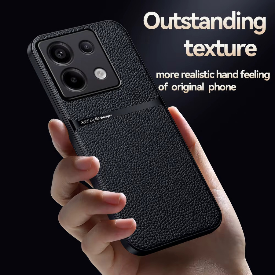 Luxus Lederhülle mit MagSafe Magnet für Xiaomi POCO M7 Pro X7 Pro M6 F7 F6 X5 Pro in Schwarz, stoßfeste matte Schutzhülle - Bild 3