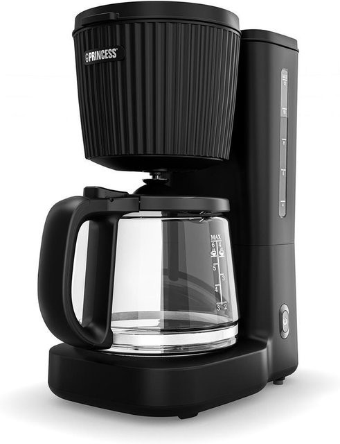 Princess Wave Filterkaffeemaschine in Schwarz und Transparent mit Glaskanne und Warmhaltefunktion - Bild 1