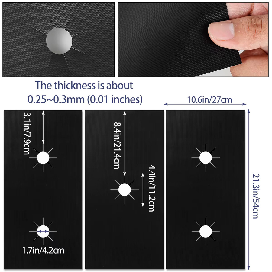Willstar Universal Gasherd Protektoren aus Silikon in Schwarz, 5-Loch Abdeckung für Induktion und Gasherde zur Küchenreinigung - Bild 2