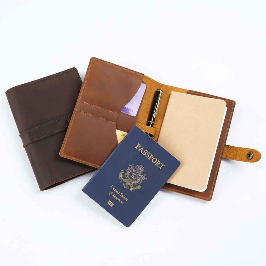 AIGUONIU Vintage-Reisetagebuch aus echtem Vollnarbenleder in Braun, liniertes Notizbuch mit Flexcover, B/T/H: 16 x 11,5 x 2 cm - Bild 2
