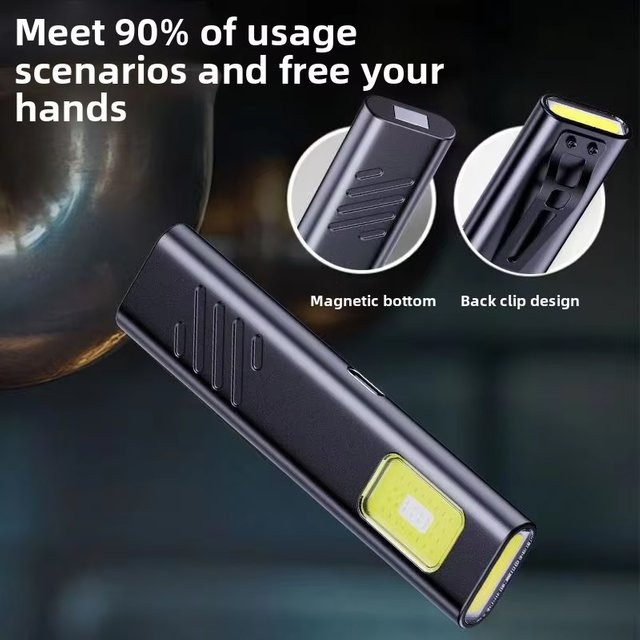 KDULIT Wiederaufladbare Mini-LED-Taschenlampe mit 800LM, Magnetische Tragbare Taschenlampe in Schwarz für Arbeit, Camping und Notfälle - Bild 1
