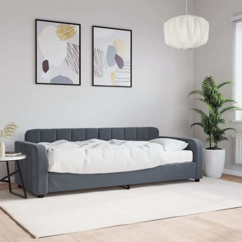 vidaxl Polsterbett Tagesbett mit Matratze aus Samt und Metall in Anthrazit Grau B/T/H: 200 x 80 x 91 cm - Bild 1