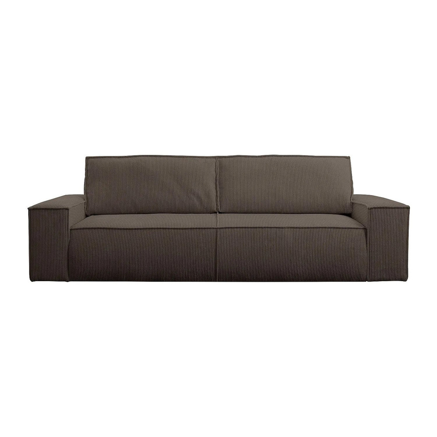 Vente-unique Schlafsofa Amelia in Braun mit Cord-Bezug und Armlehnen, Breite: 257 cm - Bild 2