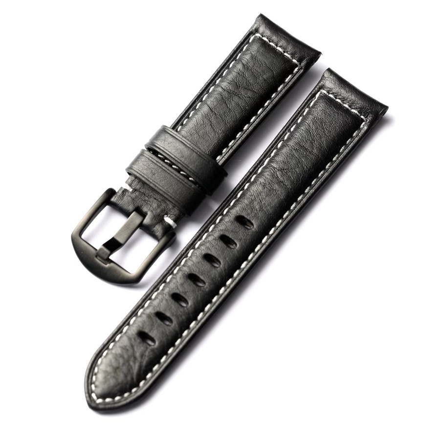 Raystray Uhrenarmband Leder, Schwarz, Vintage, Herren - Bild 3