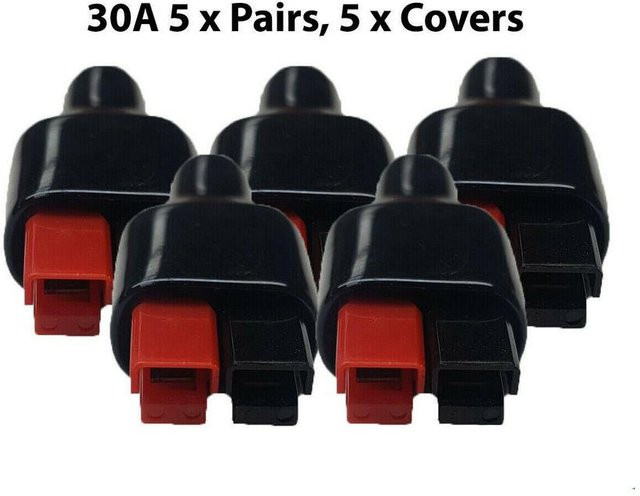 BAJEAL 5 Paar 30-AMP-Stecker mit schwarzen PVC-Staubschutzhüllen aus Gummi für elektrische Geräte, 600-V-Stecker und Anschlusshülsen, Schwarz - Bild 1