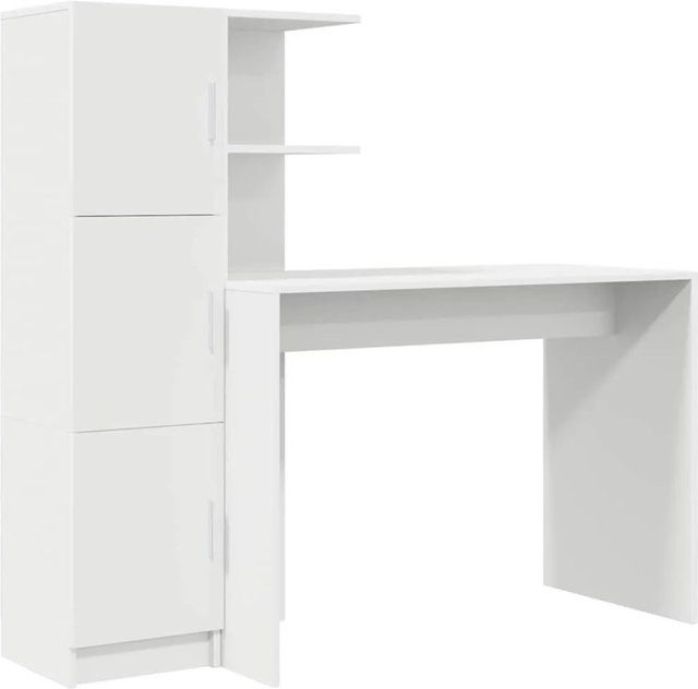 vidaXL Schreibtisch und Highboard Set modern Weiß aus Holzwerkstoff - Bild 1