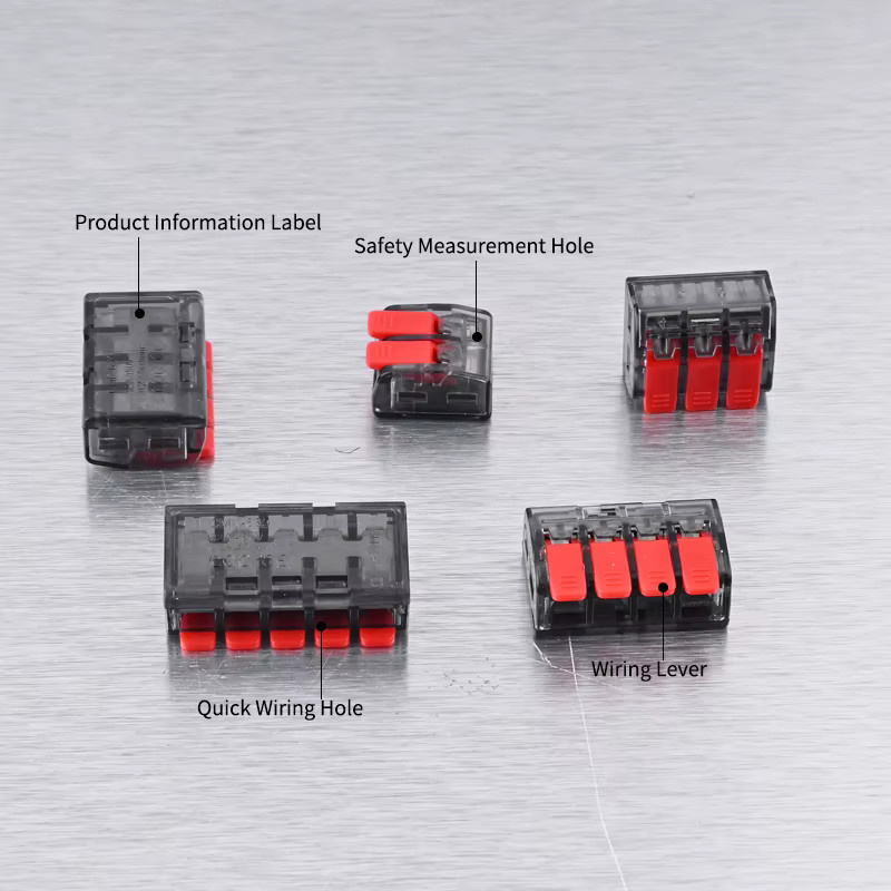 JINH Schnellhebel-Drahtspleißverbinder Klemmenblock Set, 10 Stück, transparent, 0,08–4 mm², 32 A, für 2–5 Anschlüsse - Bild 4