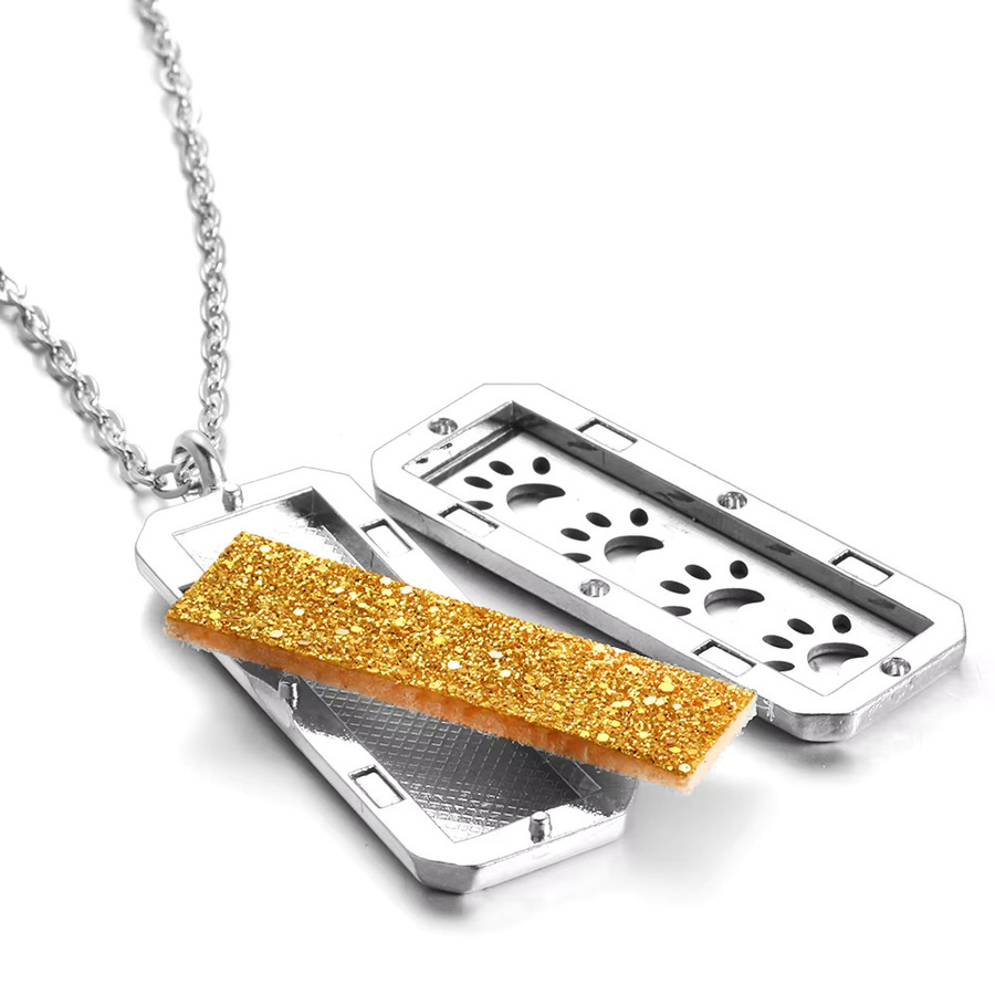 MODKISR Halskette Edelstahl, Silber, Unisex, Rechteck Magnet Anhänger - Bild 1