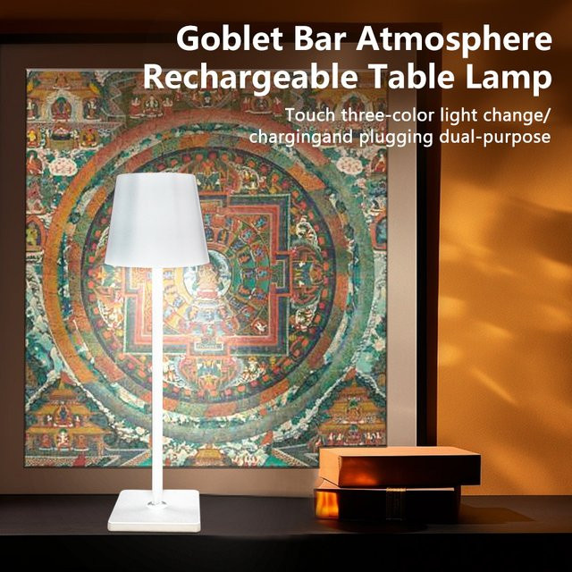 ATcomm LED-Schreibtischlampe in Weiß mit Touch-Schalter, USB wiederaufladbar und 3-farbiger CCT-Lichtsteuerung als Tischlampe und Nachtlicht - Bild 1