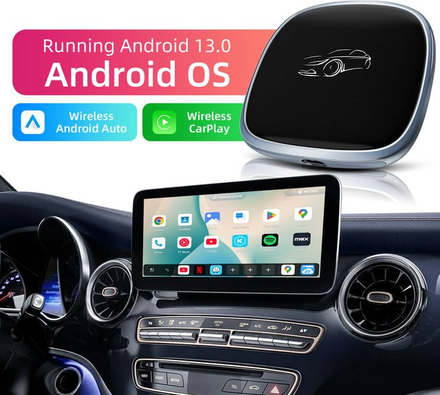 Ezonetronics CarPlay Android AI Box Schwarz mit Qualcomm Octa-Core und 4G+64G für kabellose Verbindung - Bild 1