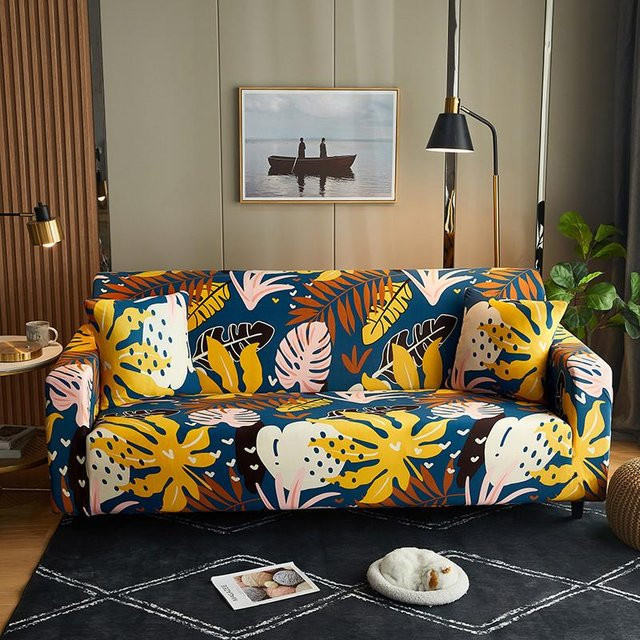 Housmife Bohemia Stretch-Sofabezug mit geometrischem Print, elastischer Schonbezug für 1-Sitzer, Mehrfarbig, Breite: 90-140 cm - Bild 1