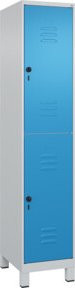 C+P Doppelstock-Spind Classic PLUS mit Füßen, 1 Abteil, Stahl, Grau/Blau, H x B x T: 195 x 40 x 50 cm - Bild 1