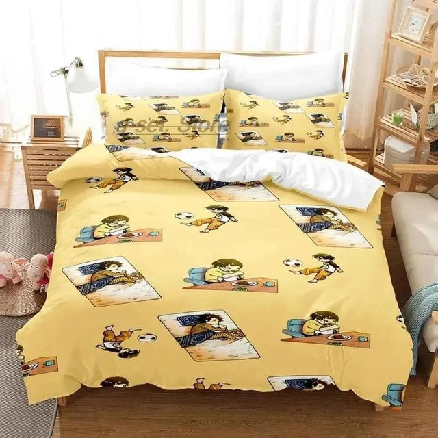 Binchi Fitness Blue Lock Bachira Bettwäsche-Set mit Bettbezug und Kissenbezug in Gelb, B/H: 135 x 200 cm - Bild 1