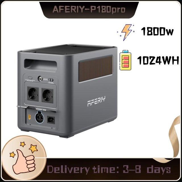 AFERIY P180pro Tragbare Powerstation 1800W Solar-Generator mit 1024Wh LiFePO4-Batterie in Grau - Bild 1