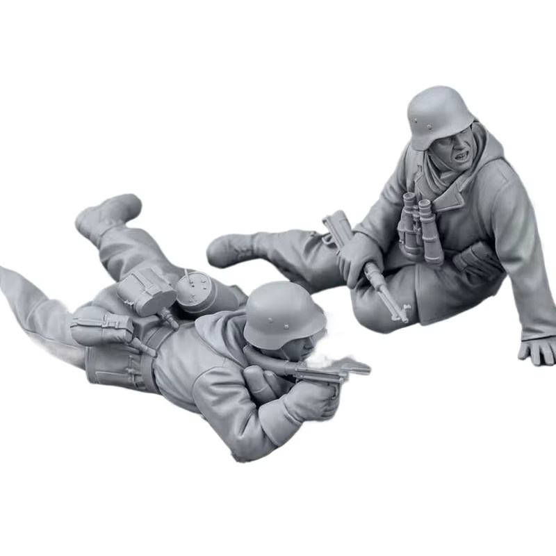 BAANFU Maschinengewehr-Soldaten-Set, 2-teiliges Set, 1/35 Maßstab, Kunststoff, Grau - Bild 2