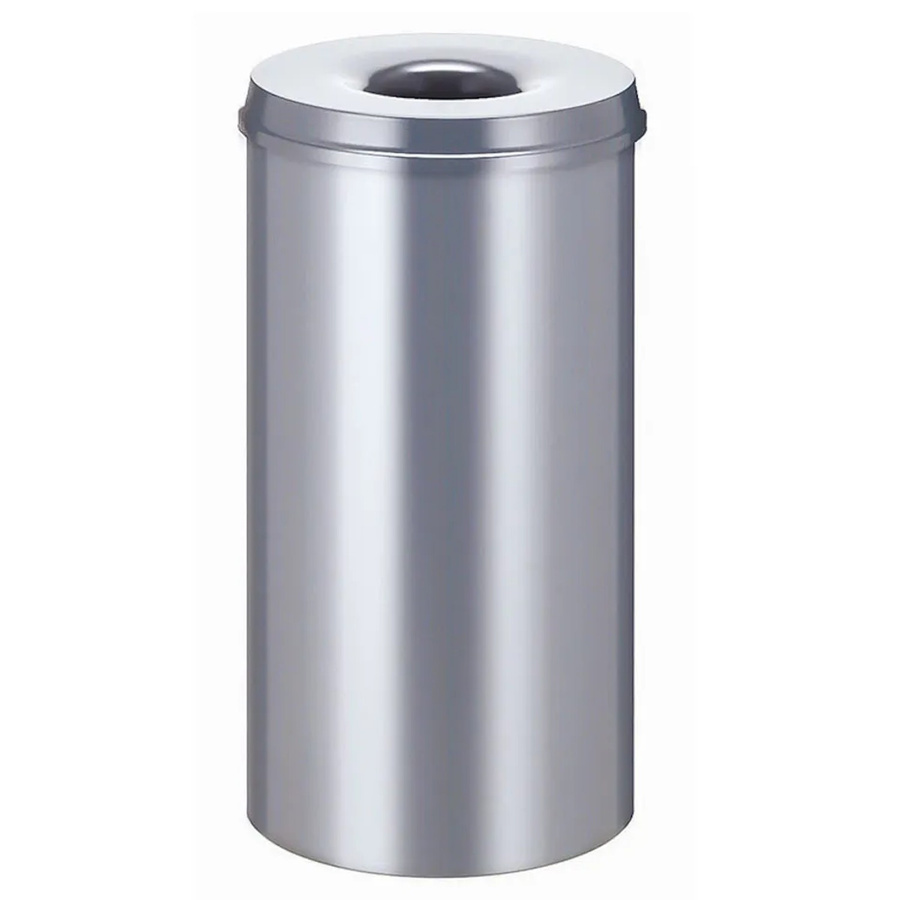 PROREGAL Selbstlöschender Papierkorb und Abfallsammler aus Metall in Silber, Volumen: 50 Liter, H x Ø: 63 x 33,5 cm - Bild 2