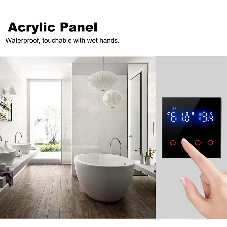 RKHK Smart-Schalter WLAN Touch-Lichtschalter mit Temperatur- und Feuchtigkeitssensor Tuya Steuerung für Amazon Alexa und Google Assistant Schwarz - Bild 6