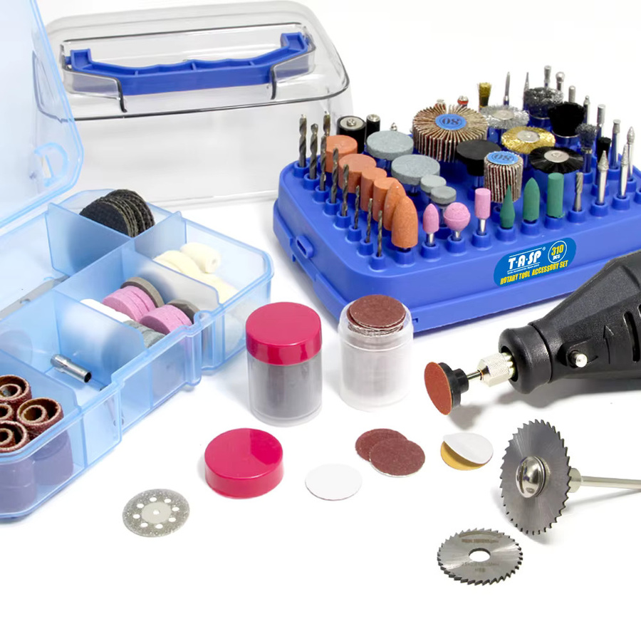 T·A·SP 310-teiliges Mini-Bohrer-Zubehörset in Multicolour mit Bits, Klingen und Scheiben zum Schleifen, Schneiden und Polieren - Bild 3
