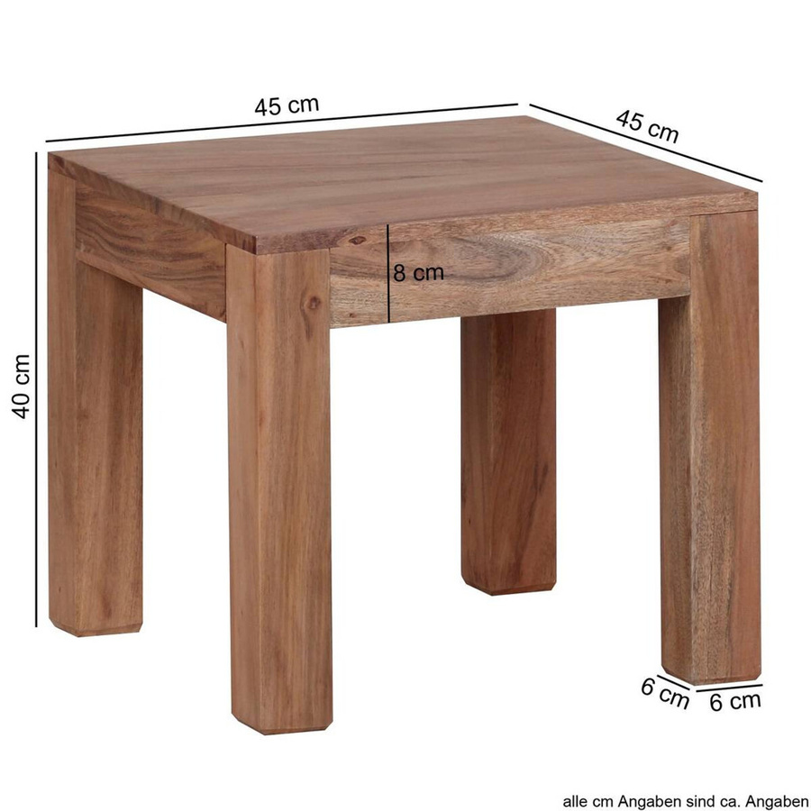 Wohnling Couchtisch aus Holz in Braun mit Holzmaserung, B/T/H: 45 x 45 x 40 cm - Bild 4
