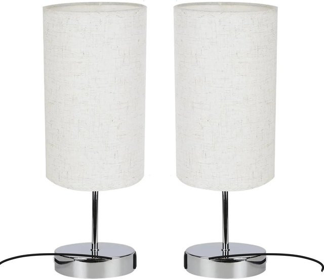 NETTLIFE Vintage Nachttischlampe mit Touch-Funktion und USB-Ladefunktion, Silber/Weiß, E27, Dimmbar, Warmweißes LED-Licht - Bild 1
