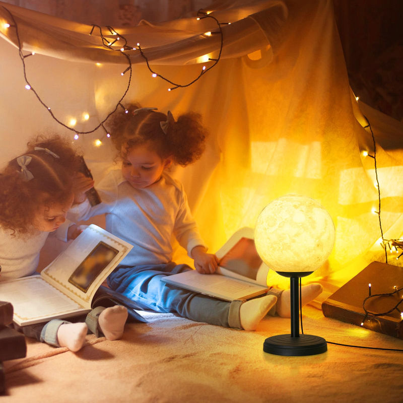 TOMTOP JMS 3D Mond Lampe als moderne LED Nachtlampe mit Dimmfunktion in Weiß oder Schwarz - Bild 3