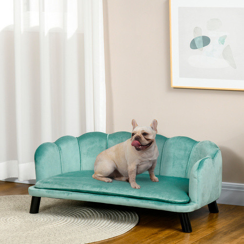PawHut Hundesofa mit Rückenlehne aus Stoff in Grün, B/L: 60,5 x 32 cm - Bild 2