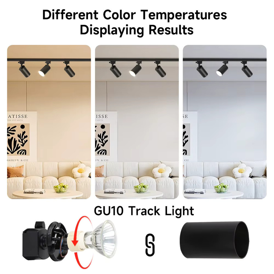 DIBILUN LED Schienenbeleuchtung Set in Schwarz mit austauschbaren GU10 Strahler für Wohnzimmer und Bekleidungsgeschäfte - Bild 6
