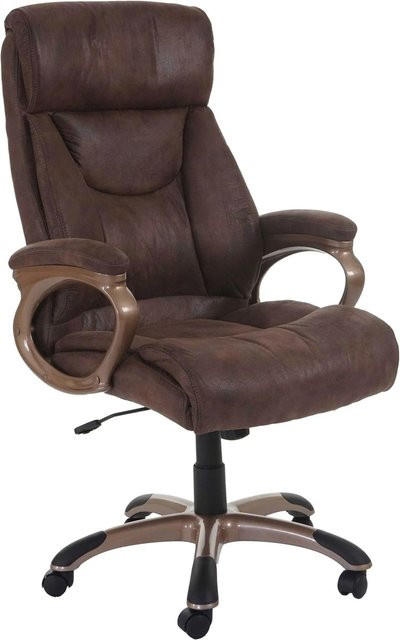 Proregal Bürostuhl Tom Drehstuhl in Wildleder-Optik Taupe-Braun mit Kopfstütze und Armlehnen, H x B x T: 120 x 68 x 74 cm, Sitzhöhe: 45 cm - Bild 1