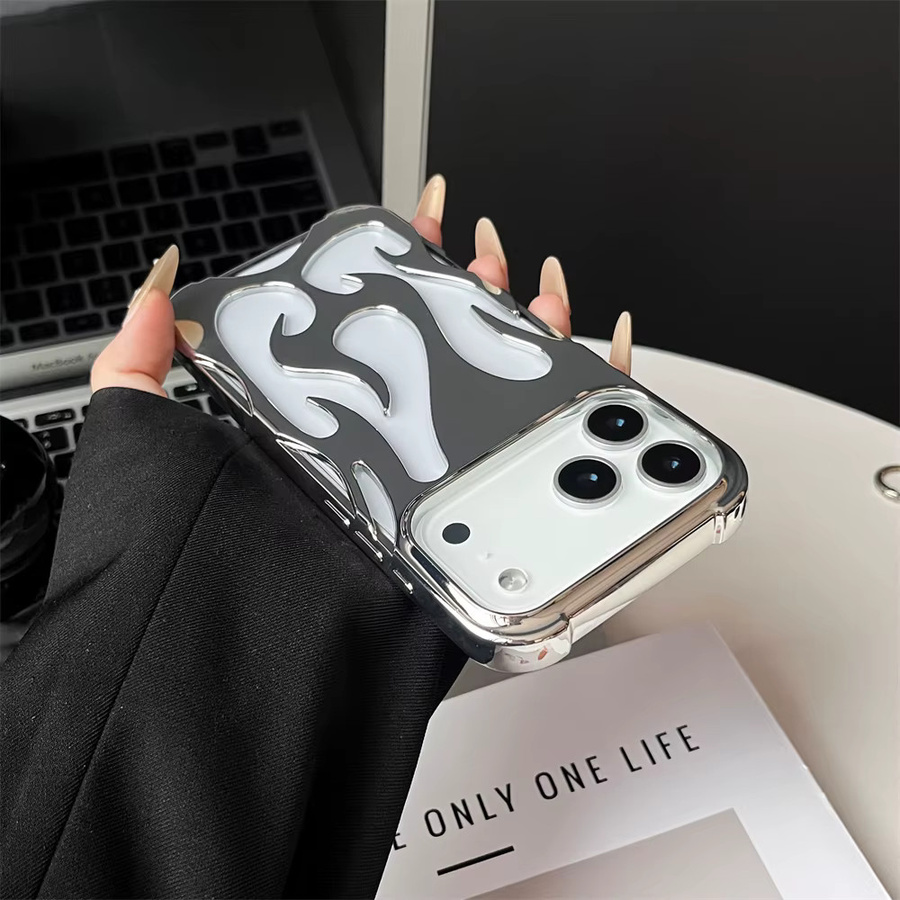 Schutzhülle mit 3D Flammenmuster für Apple iPhone in Orange - Bild 3