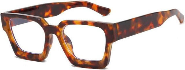 Vintage Lesebrille, Quadratisch, Kunststoff, Vollrand, Unisex, Transparent, Braun - Bild 1