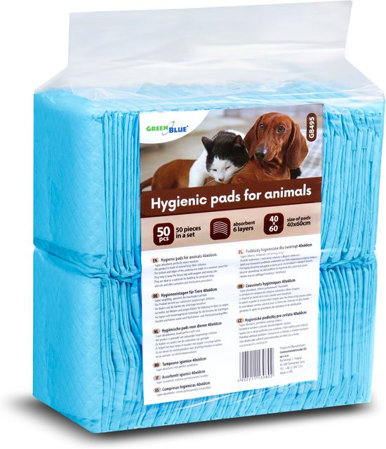 GreenBlue GB495 Hygiene-Unterlagen für Hunde und Katzen zum Training, Blau, B/T: 60 x 40 cm, 50 Stück - Bild 1