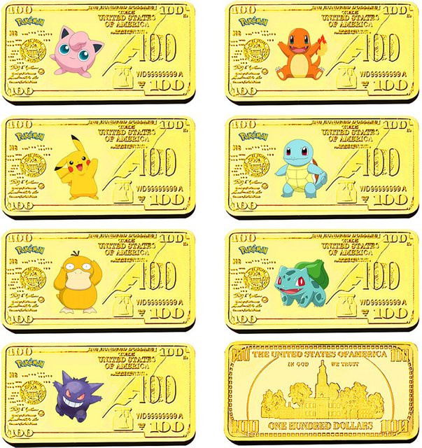 TAKARA TOMY Pokémon Pikachu Quadratische Gedenkmünze, Metall, Gelb - Bild 1