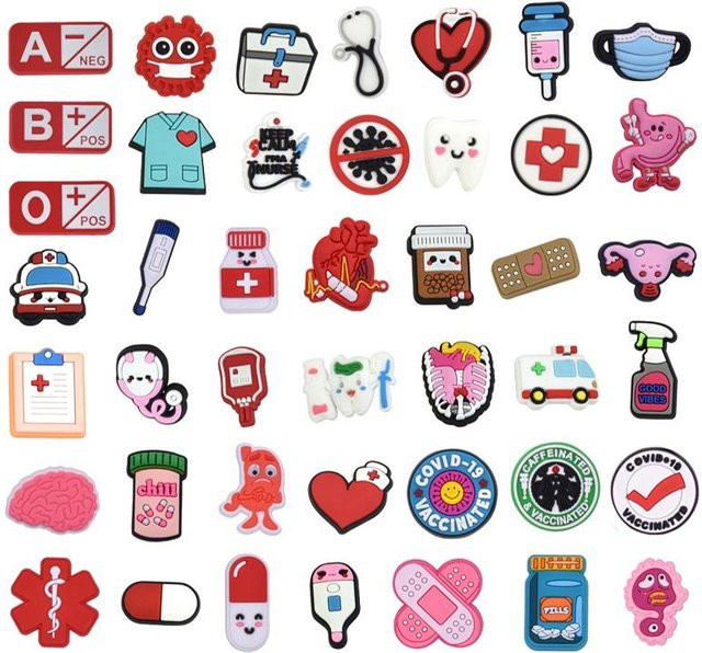 Dr.k Charms Medizinische Serie Cartoon PVC, 43 Stück, Unisex, grau - Bild 1