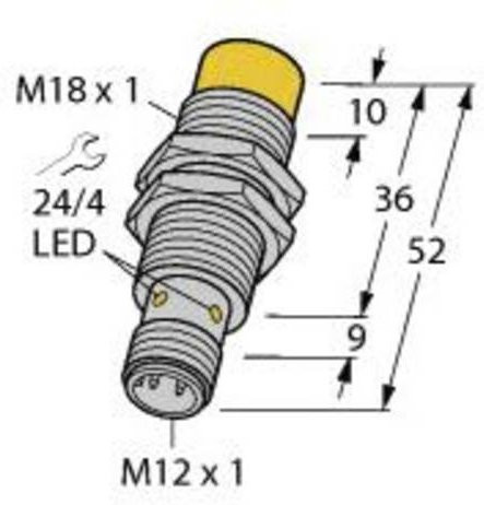 Turck Induktiver Sensor NI14-M18-AP6X-H1141, nicht bündig, PNP, Schließer, Messing, Gelb - Bild 1