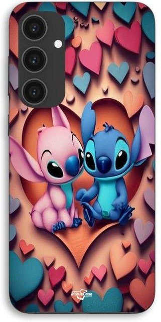 Maniacase Schutzhülle für Samsung Galaxy S25 FE mit Stitch Angel und buntem Herz in Schwarz und Multicolour - Bild 1
