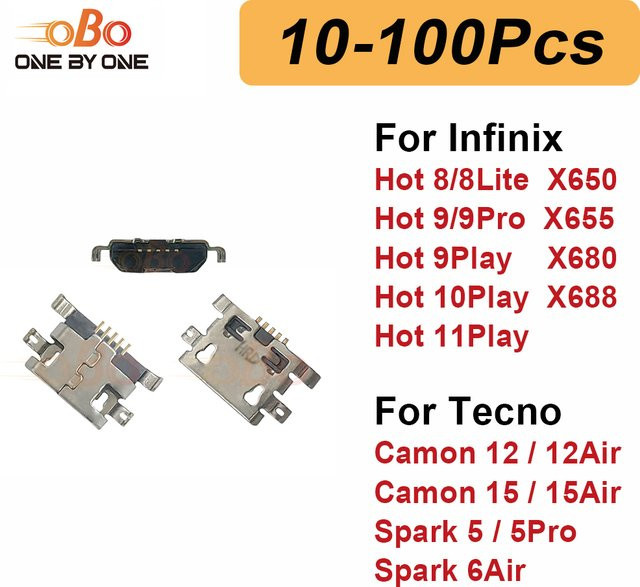 USB-C Ladeport Dock Stecker in Silber für Infinix Hot 9 10 11 Play und Tecno Spark 5 6 Air zur Reparatur - Bild 1