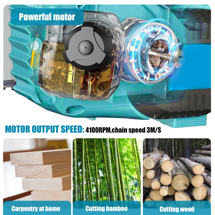 Makita 12-Zoll Akku-Kettensäge 400W Komplettset mit zwei Akkus und Sicherheitszubehör kompatibel mit Makita 18V - Bild 6