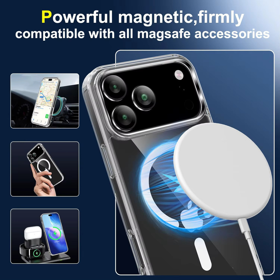 Transparente magnetische Schutzhülle für Apple iPhone 17 Pro Max, iPhone 17 Pro, iPhone 17 und iPhone 17 Air inklusive 2 Sichtschutz-Displayschutzfolien, stoßfest und nicht vergilbend - Bild 5