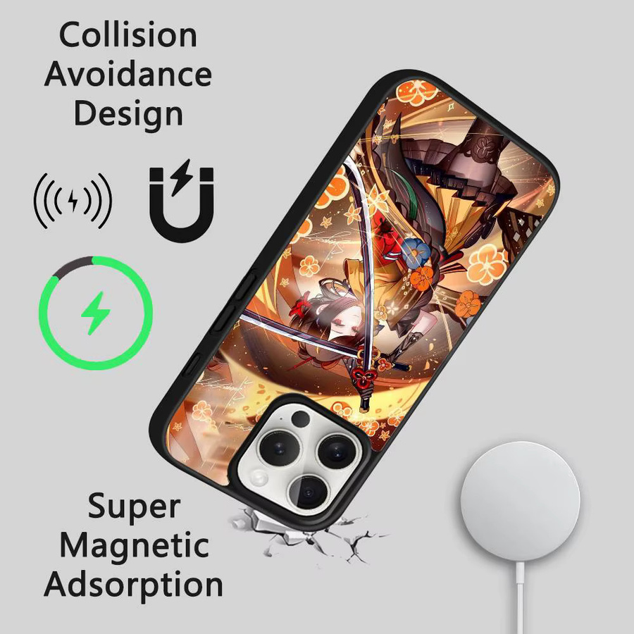 Chiori Genshin Impact Handyhülle für iPhone mit MagSafe Spiegel und Wireless Magnetic Funktion, Multicolor - Bild 4