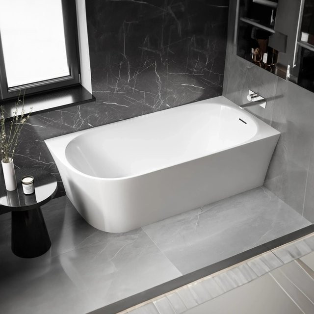 Bernstein Raumsparbadewanne NORA CORNER aus Acryl in Weiß, Einbau Rechts, B/T: 170 x 80 cm - Bild 1