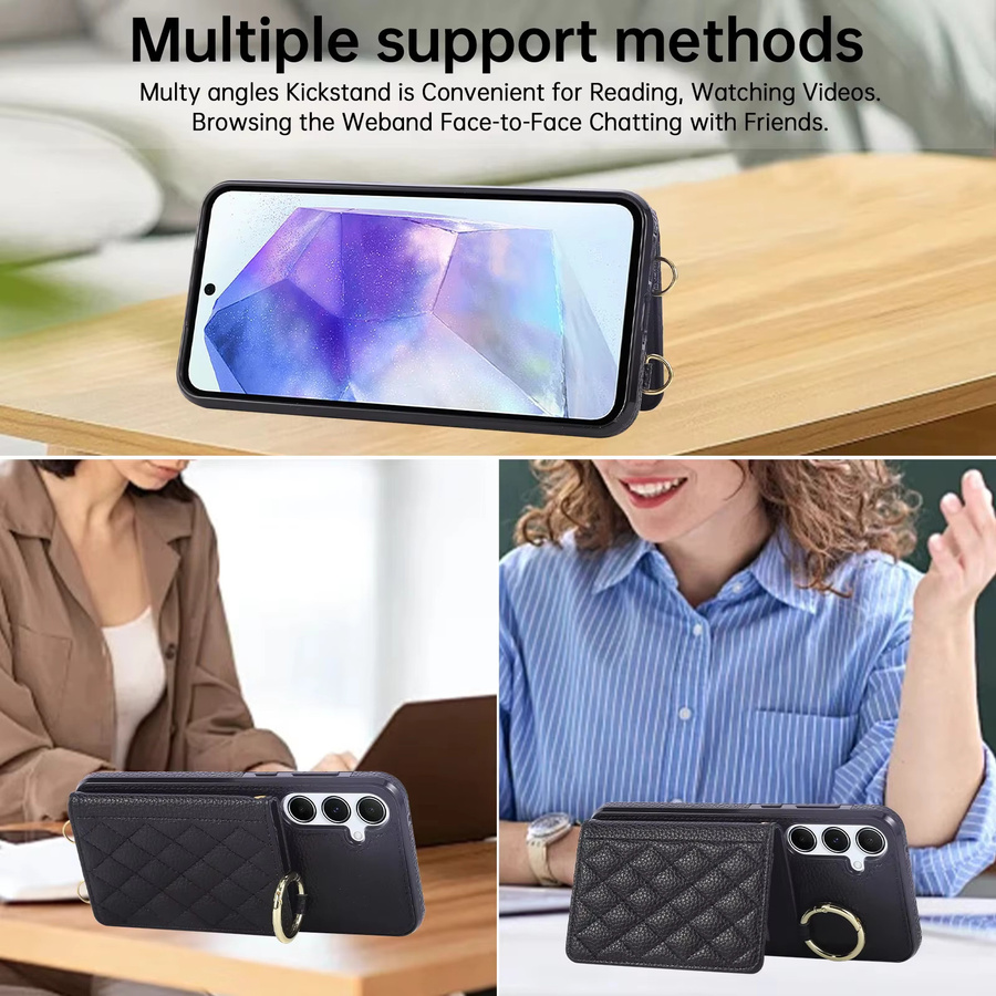 Umhängetasche und Brieftasche mit Handyhülle für Samsung Galaxy S25 Edge Ultra A56 A36 A25 A16 S24 S23 FE S22 Plus S21 S20 A06 A55 A54 inklusive Lanyard in Schwarz oder Weiß - Bild 5