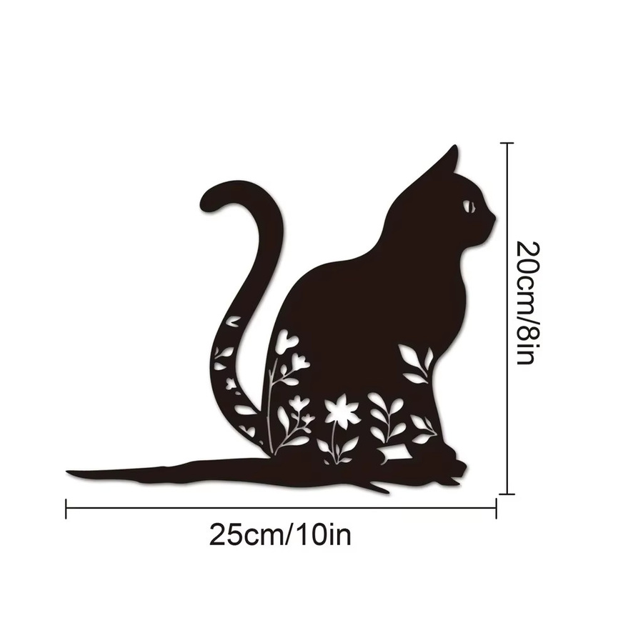 CIFBUY Gartenstecker Katze Silhouette aus Metall in Schwarz zur Dekoration von Garten, Hof und Terrasse - Bild 2
