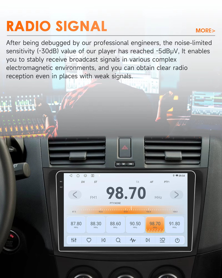 OSSURET Android 14 Autoradio für Mazda 3 (2010-2013) mit 9 Zoll Display, Snapdragon 6115 Octa-Core, GPS, Wireless CarPlay, Android Auto, DSP Audio und 4G WiFi in Schwarz - Bild 4