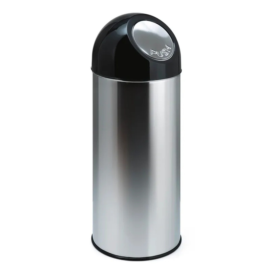 PROREGAL Klassischer Abfallbehälter mit Pushdeckel und Inneneimer aus Edelstahl in Silber, H x B x T: 84 x 31 x 31 cm - Bild 2